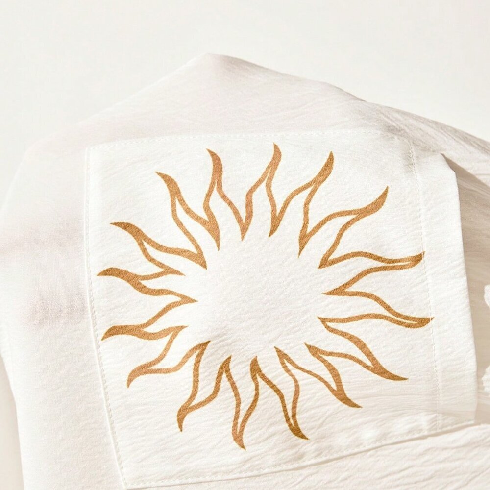 Apricot Casual Women's Bohemian Style Vacation Pattern Elastic Waist Drawstring - Picture 8 of 8